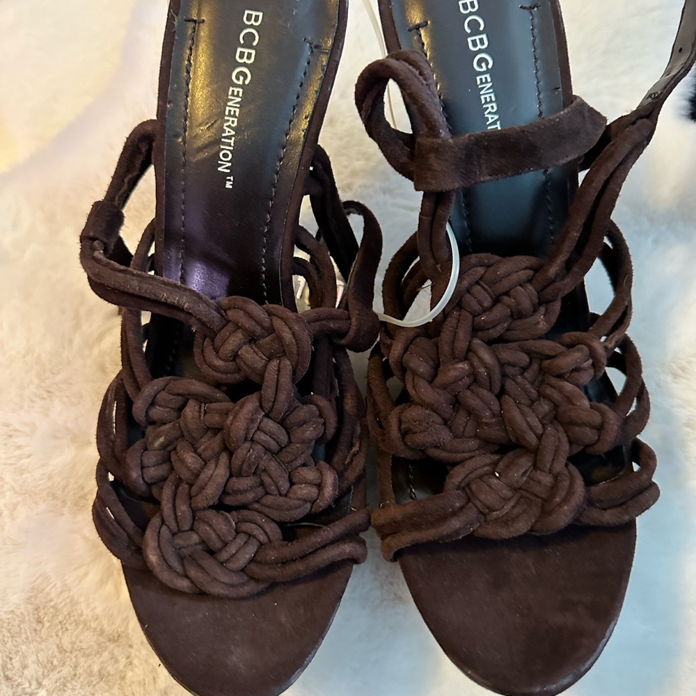 BCBGeneration Brown Braided Heels